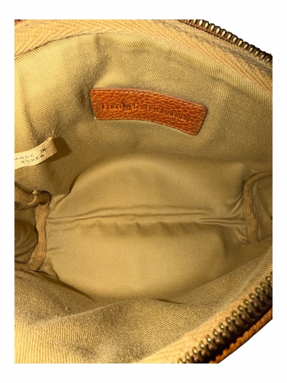 Vintage Polo Ralph Lauren Brown Pebbled Leather Cosmetic Bag Dopp Kit